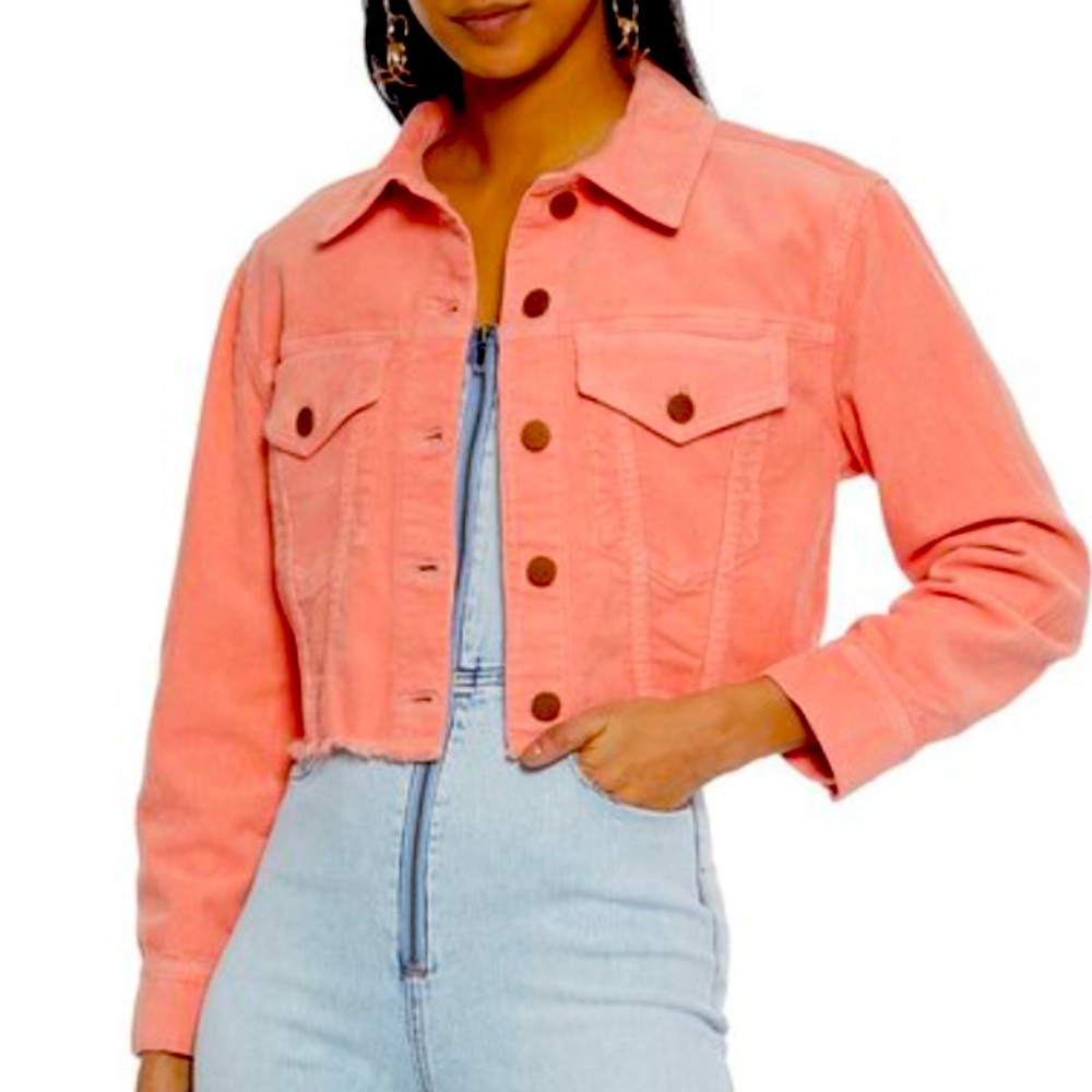 NWT Alice Olivia pink/peach crop jacket. Size Small.